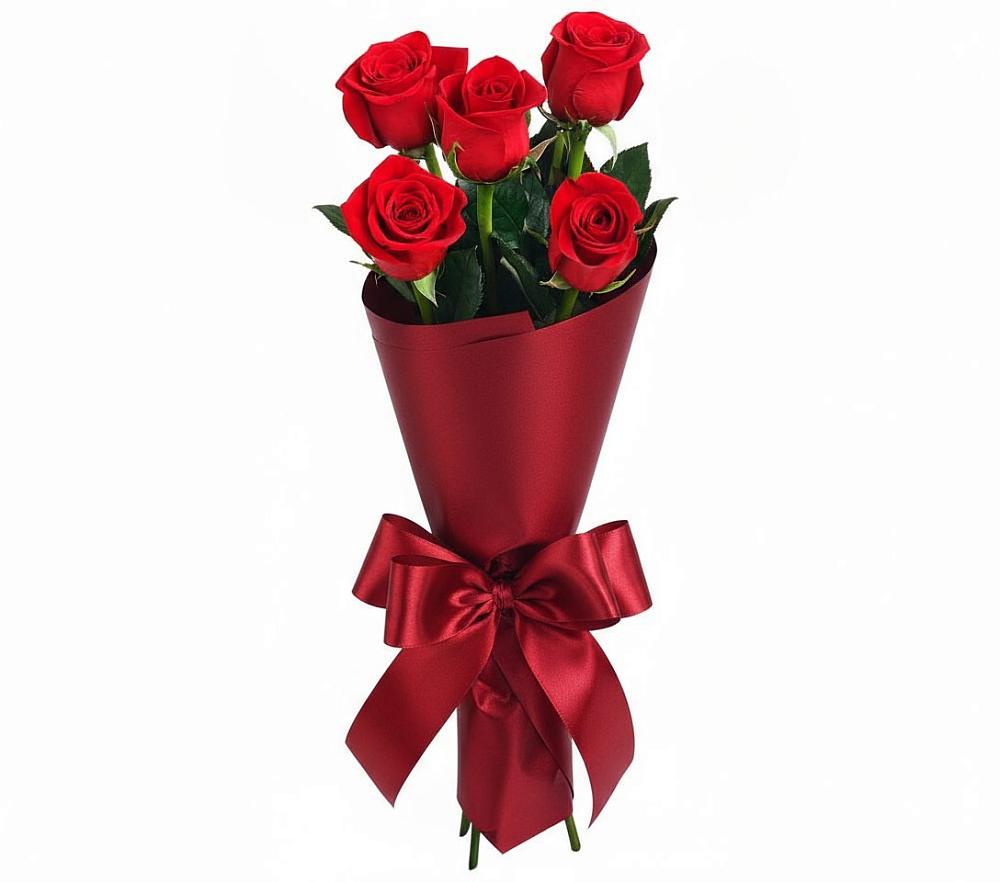 Букет 5 Красных роз Эдлесс Лав в Сулаке