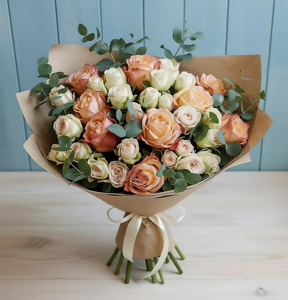 Букет цветов из: Альстромерии и Розы в Сулаке