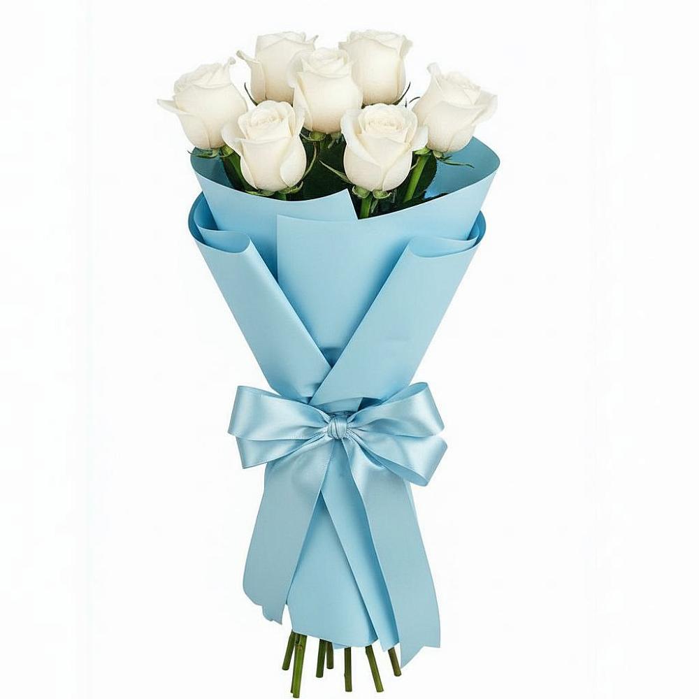 Букет 7 белых роз Проуд в Сулаке