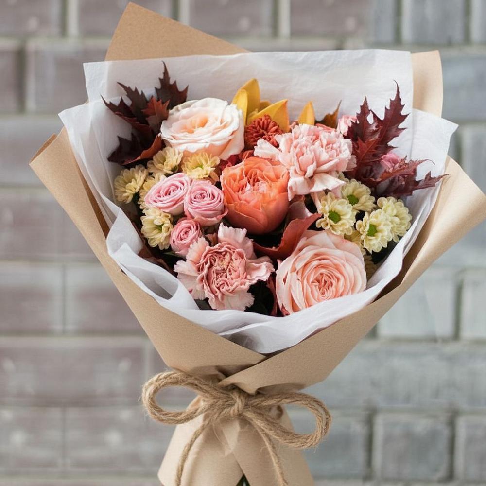 Букет цветов из: Гвоздики, Хризантемы и Розы в Сулаке