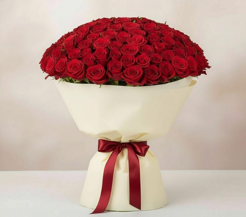 Букет 101 Красная роза Милано в Сулаке
