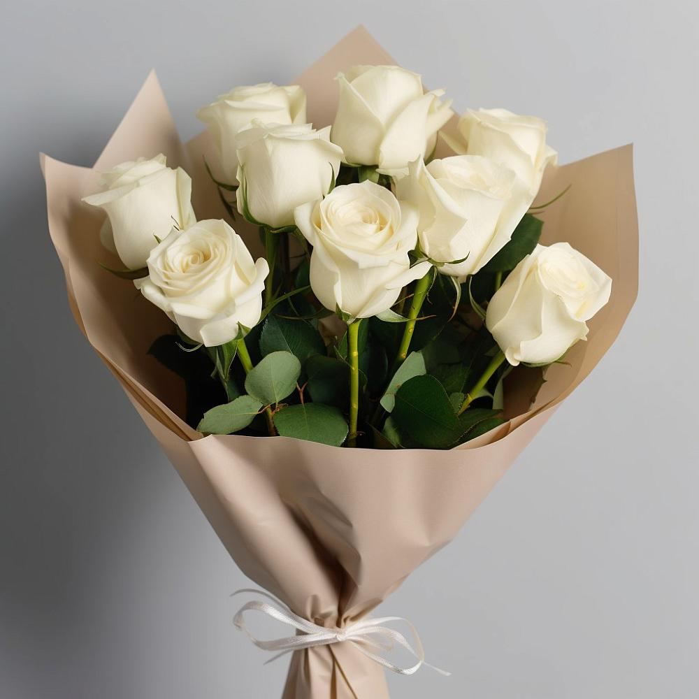 Букет 9 Белых роз Эдлесс Лав в Сулаке