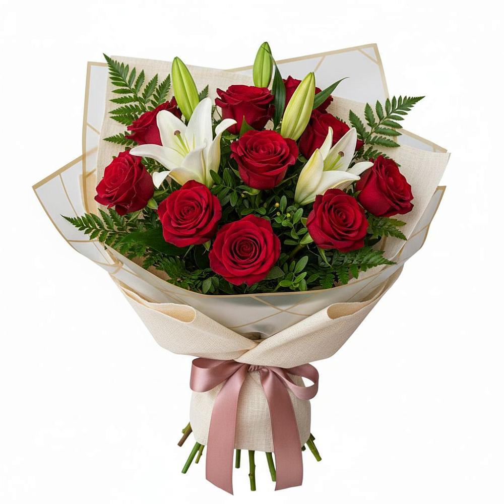 Букет цветов из: Лилии и Розы в Сулаке