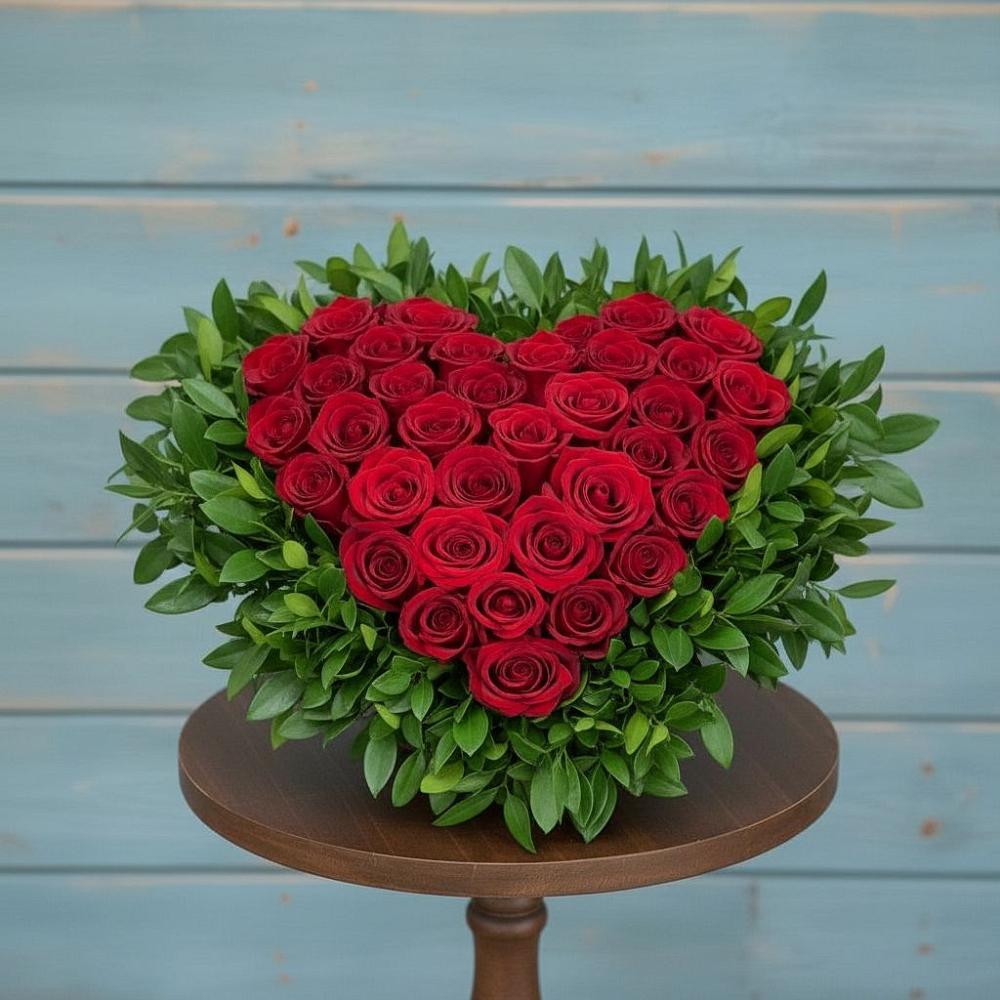 Цветочная композиция из Розы в виде сердца в Сулаке