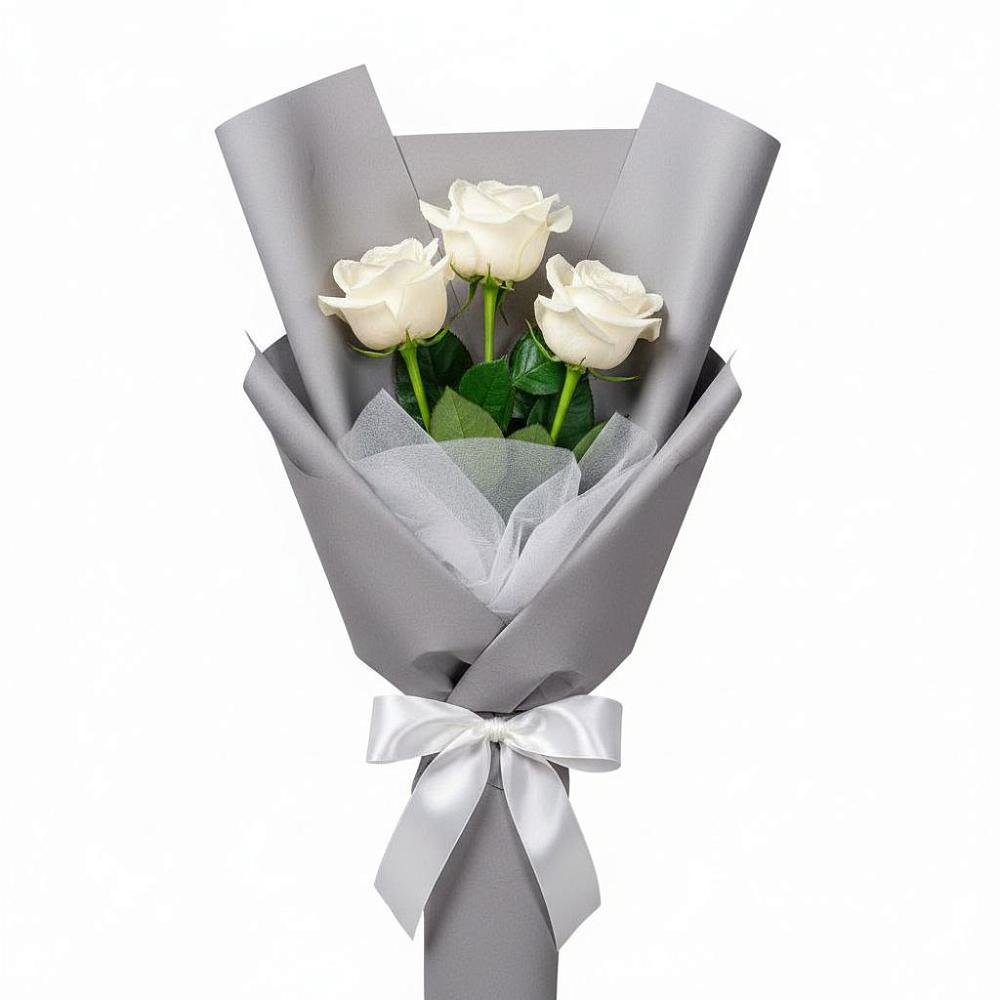 Букет 3 белые розы в Сулаке