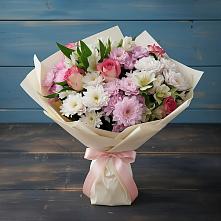 Букет цветов из:  Хризантемы, Альстромерии и Розы в Сулаке