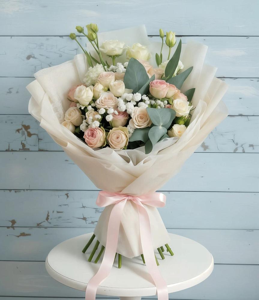 Букет цветов из: Розы и Лизиантусы в Сулаке