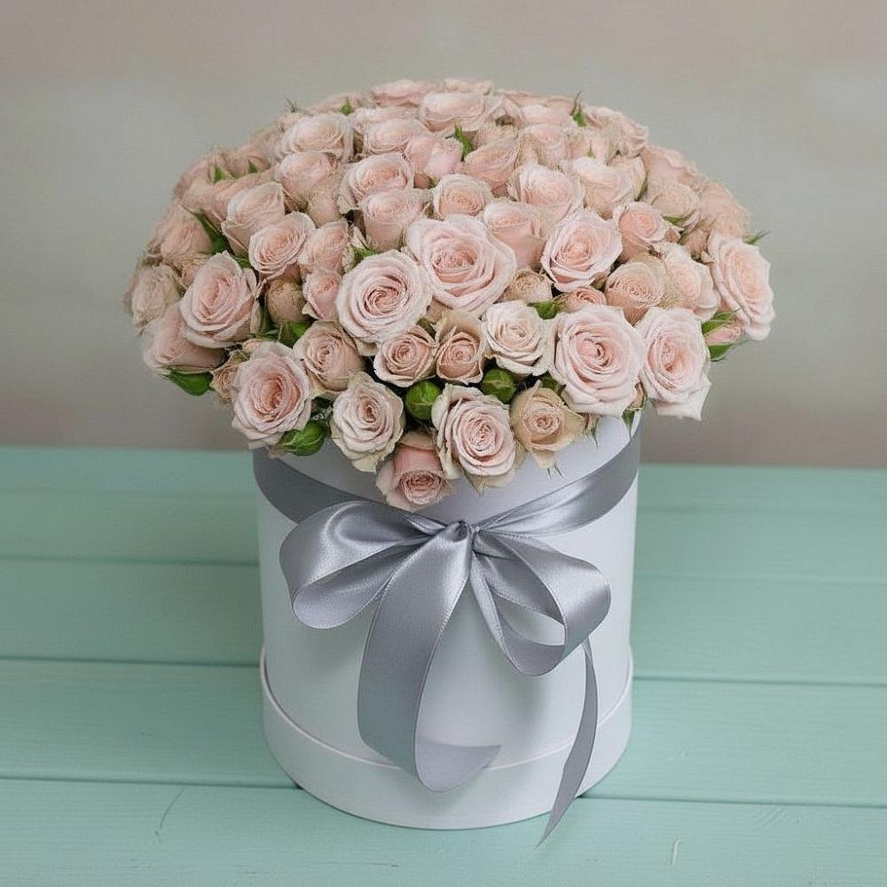 Цветочная композиция из Розы в шляпной коробке в Сулаке